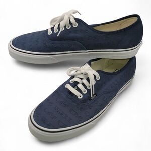 Vans Embossed Suede‎ Navy Blue "Off The Wall" Sneakers Men 12 Women 13.5